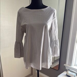 Striped Bell Sleeve Top - Black and White